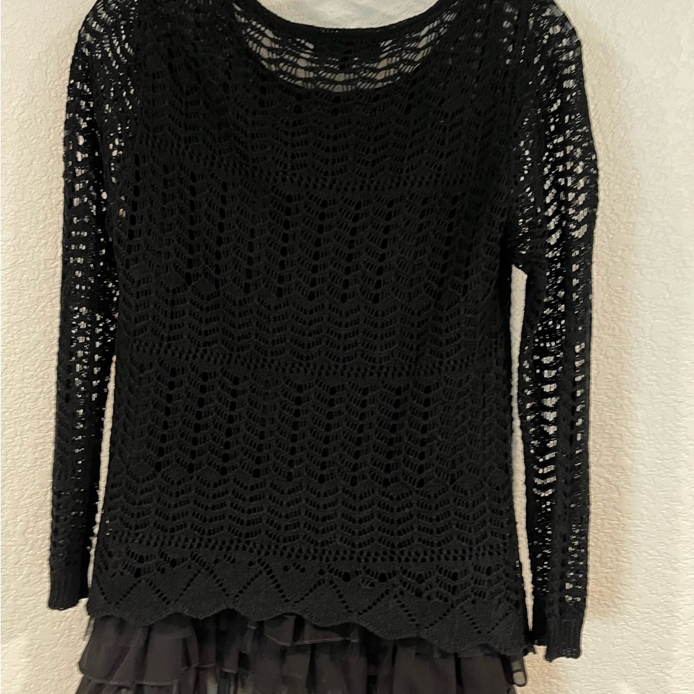 EUC - Black sweater with tulle detail